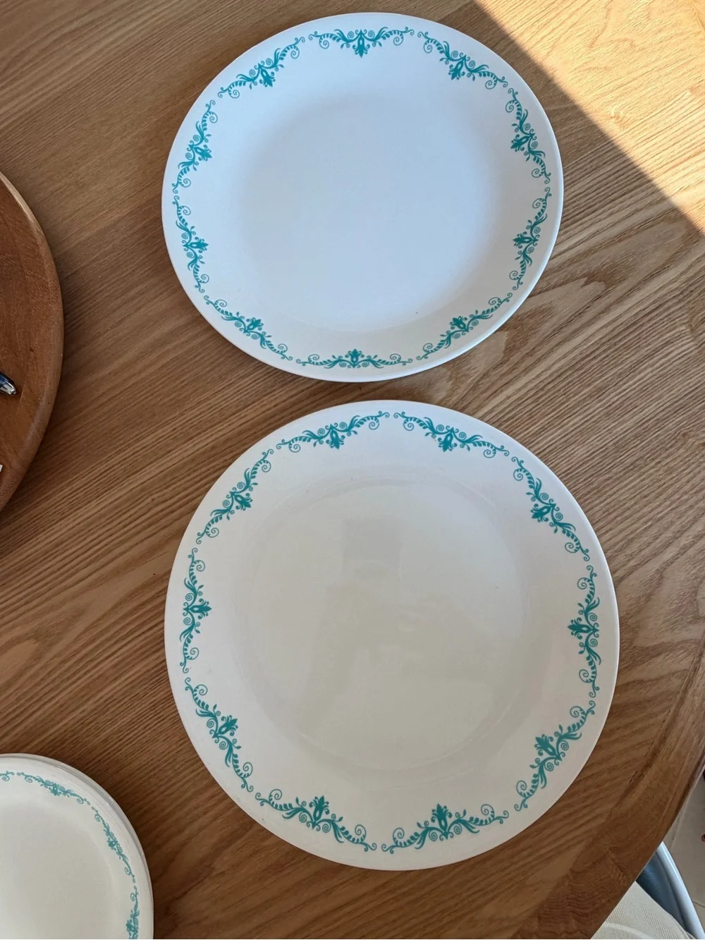 Vintage Corelle Corning Garden Lace Teal dinnerware 9 pc Lot